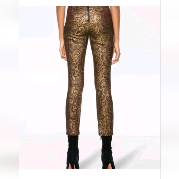 Alice + Olivia  Lamè Paisley Printed Straight Leg Pants Size 6 - Picture 13 of 15